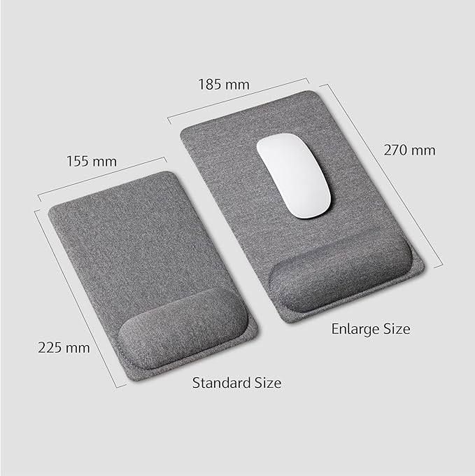 SenseAGE Compact Ergonomic Mouse Pad with Wrist Rest Support, Pain Relief, Non-Slip Base, Optimized Tracking Surface, Lightweight & Portable, Ideal for Office, Home & Travel, 8.9 x 6.1 in (Grey)