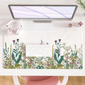 QIYI Large Mouse Pad, Floral Desk Mat for Desktop, Wildflowers Herbs PU Leather Waterproof Gaming Mousepad, Computer Laptop Desk Accessories Protector Writing Pads for School Office Home 31.5" x 15.7"