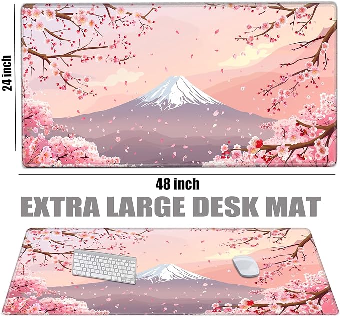 Gaming Mouse Pad 24x48 Desk Mat Large Mousepad Cherry Blossom Desk Pad Giant Full Mouse Mat XXXL Computer Mat for Protector Desktop Wireless