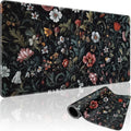 Dark Floral Pattern Large Gaming Mouse Pad 31.5"x15.7"｜XXL Desk Mat, Non-Slip Rubber Base & Stitched Edges - Extended Waterproof Mousepad for PC/Laptop/Office/Home Decor