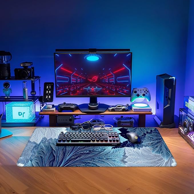 Spring Leaves Extended Gaming Mouse Pad 31.5x11.8inches Large Desk Mat Anti-Slip Rubber Base & Durable Stitched Edges for Gamers Smooth Mouse Writing Surface for Desk Office/Home