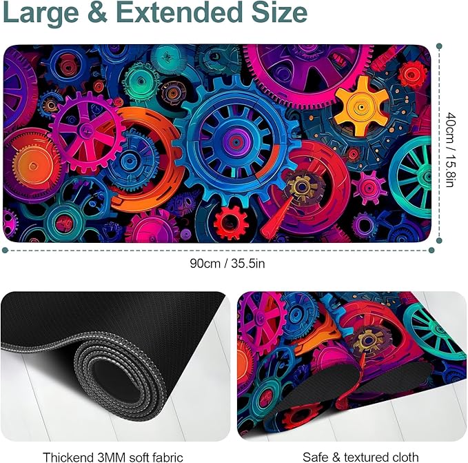 Bearing Extended Gaming Mouse Pad 35.4x15.7Inch Large Desk Mat Anti-Slip Rubber Base & Durable Stitched Edges for Gamers Smooth Mouse Writing Surface for Desk Office/Home