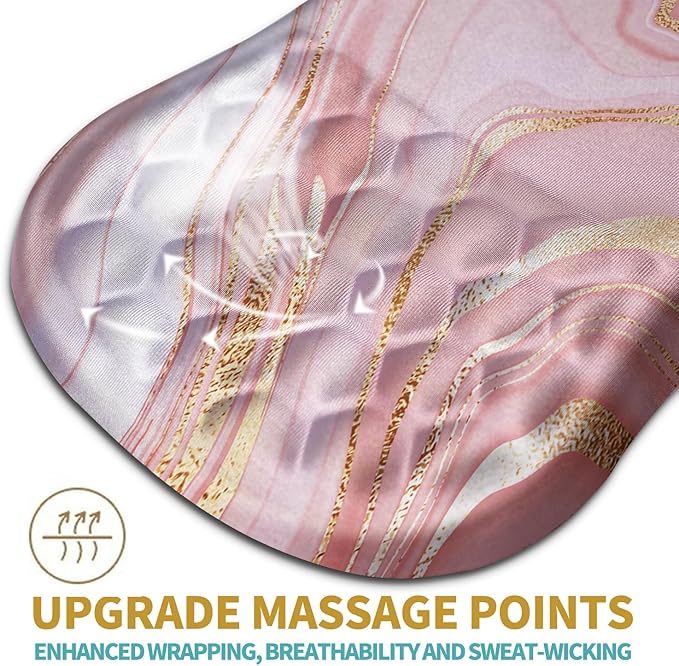Hokafenle Ergonomic Mouse Pad Wrist Support with Massage Design, Wrist Rest Mousepad with Memory Foam&Non-Slip PU Base, Mouse Pads for Wireless Mouse & Desk (12x8 inch,Pink Gold Marble)