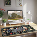HAOCOO Floral Desk Pad for Keyboard and Mouse, Large Mouse Pad for Desk, Non-Slip Keyboard Mat, Computer Mats for Desk, Desk Pad with Stitched Edges for Office, Gaming(Black)