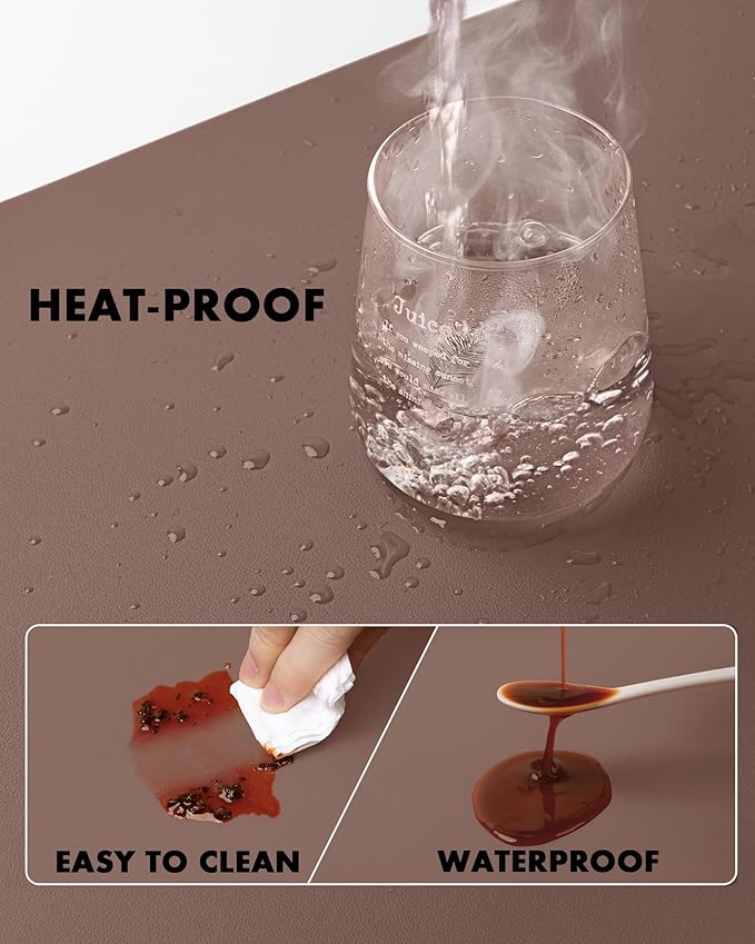 YSAGi Double-Sided Desk Pad, 35.4"x17"Leather Desk Mat, Eco Cork Desk Pad Protector,Large Mouse Pad,Waterproof Desk Blotter for Office/Home(Chocolate)