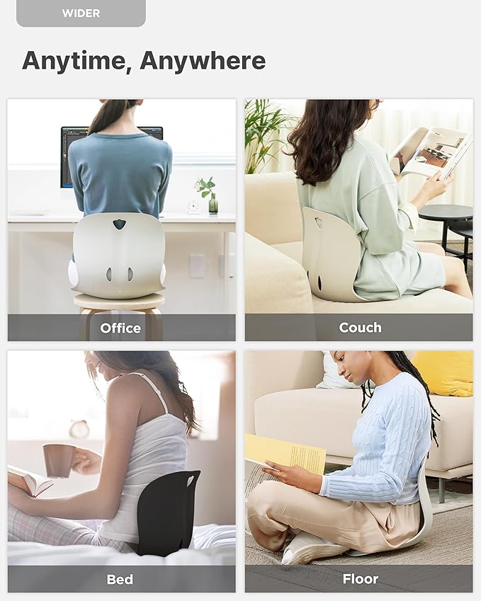 curble Wider(Standard Wide) 2PACK – Ergonomic Lower Back Chair Support, Lumbar Support Back Posture Corrector, Back Pain Relief, Perfect for Office, Floor Seat and Work from Home, Patented (2P Red)