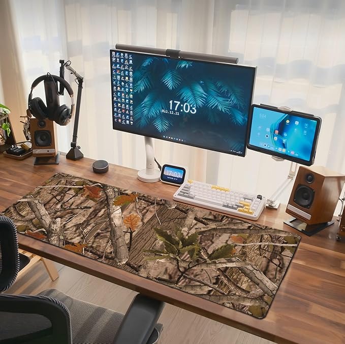 Real Camo Hunting Mouse Pad Extended Large Gaming Mousepad XL Big Long Oversized Desk Mat Stitched Edges 31.5 X 11.8 Inch for Home Office Black10