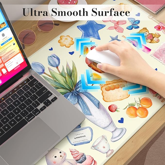 iCasso Extra Large Mouse Pad, Desk Pad Mat,Office Matt for Desktop Protector, Anti-Slip XXL Big Mousepad with Stitched Edges for Laptop Computer Keyboard (Yellow)