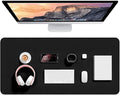 Hsurbtra Desk Pad, 35.5" x 17" PU Leather Desk Mat, XXL Extended Mouse Pad, Waterproof Desktop Blotter Protector, Non-Slip Ultra Thin Large Laptop Keyboard Writing Mat for Office Home, Black