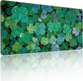 XXL Gaming Mouse Pad, Lucky Four-Leaf Clover Design, 35.4 x 15.7 Inches, Microfiber Cloth, Non-Slip Rubber Base, Extended Desk Mat