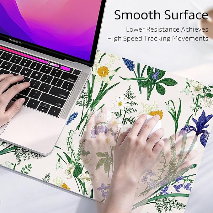 Mouse Pad Leather Desk Mat Large Keyboard Cute Office Desktop Computer Laptop XXL Long Big Aesthetic Modern Design Women Girls Gaming Gamer Oversized Wide Mousepad 31.5"x15.7", Iris