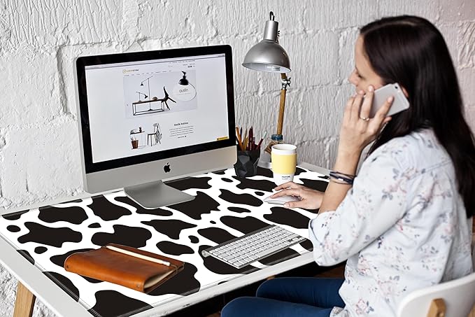 Gaming Mouse Pad 48x24 Desk Mat Giant Mousepad Large Desk Pad Cow Print Full Mouse Mat XXXL Computer Mat for Protector Desktop Wireless