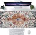 Large Gaming Mouse Pad for Desk,Boho Carpet Style Desk Mat for Desktop,Boho Rug Desk Pad,Extended Big Computer Keyboard Mouse Pad with Non-Slip Base and Stitched Edges 35.4"x15.7"