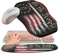 2-in-1 Ergonomic Set, Wave Keyboard Wrist Rest and Massage Slope Mouse Pad Wrist Support, Rebound Memory Foam for Relieve Carpal Tunnel Syndrome and Wrist Pain (Flag)
