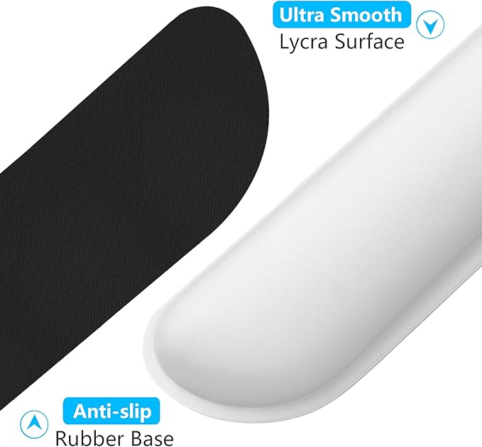 Dapesuom Enlarge Keyboard Wrist Rest, Cute Memory Foam Keyboard Wrist Cushion for Computer Desk Mats Support, Typing Pain Relief Ergonomic Mouse Pad Rests with Non-Slip Base for Gaming, Laptop, White