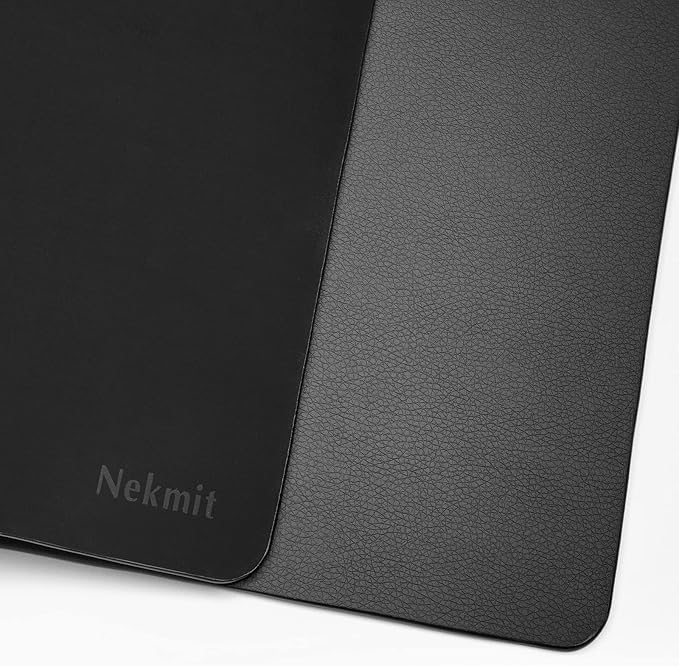 Nekmit Leather Desk Blotter Pad 34 x 17 Inches, Flat, Non-Slip, Waterproof, Black