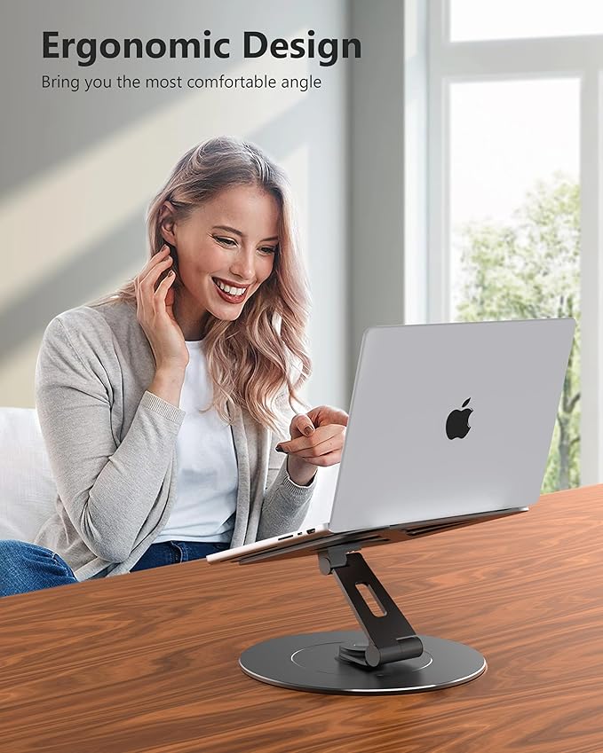 Ultra-Stable Laptop Stand for Desk with Larger Base, Desktop Organizer, Military-Grade Aluminum Anti-Loosening Structure - Height Adjustable Lectern Stand Suitable for 10-17.3 inch