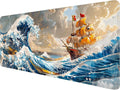 Anime Pirate Ship Desk Pad Mouse Pad The Great Wave Off Kanagawa Mouse Pad Large Mousepad Extended Laptop Keyboard Mat Gaming Desk Pad Mouse Mat Office Computer Keyboard Laptop Home 31.5"x11.8"