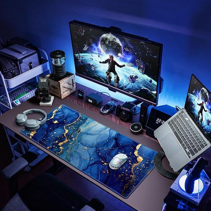 Canjoy Gaming Mouse Pad, 31.5x15.7inch Large Extended Mousepad Big Computer Desk Mat for Keyboard and Mouse Full Desk Mouse Mat with Non-Slip & Rubber Base