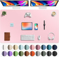 Aothia Faux Leather Desk Mat - Large Mouse Pad, Non-Slip PU Leather Blotter, Waterproof Writing Surface for Office and Home (Fairy Pink, 63" x 24")
