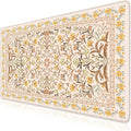 HAOCOO Large Mouse Pad for Desk, Keyboard Mat with Stitched Edge, Floral Desk Mat, Cute Desk Pad Large, Non-Slip Computer Desk Mat for Women Office (Brown)
