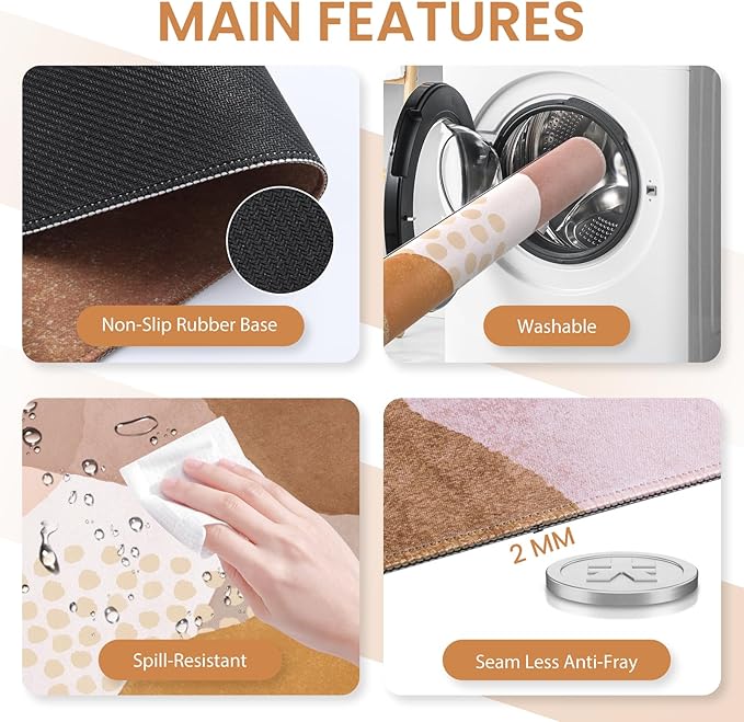 Large Mouse Pad with Wrist Rest and Keyboard Pad, Desk Pad Mat Set, 4PCS Carpal Tunnel Boho Mousepad with Wrist Support Combo, XXL Computer Office Desk Matt for Desktop Laptop, Brown Coffee