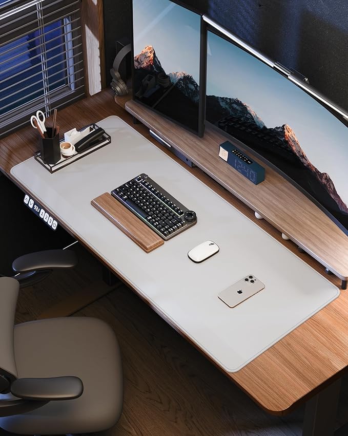 AFIING Large Desk Mat 55"x24" - Premium Non-Slip, Waterproof & Scratch-Resistant. Office Desk Protector Workspace Pad for Home/Office (White)