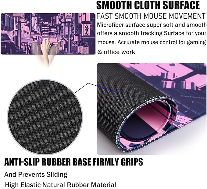 Large Mouse Pad, Office Desk Pad Gaming, Durable Waterproof Non-Slip Base Long XXL Large Gamer DeskMat for Home Office Gaming Work, Kyoto