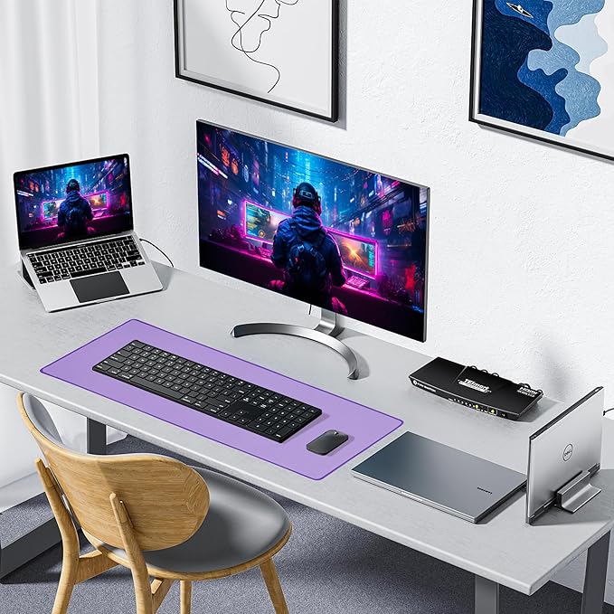 ALOANES Waterproof Mouse Pad with Durable Stitched Edge, XL Gaming Keyboard Pad, Non-Slip Rubber Base Mouse Mat, Extended Desk pad for Gamer, Office & Home, Lavender Mousepad 31.5"x 11.8"x 0.12"