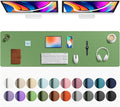 Aothia Faux Leather Desk Mat - Large Mouse Pad, Non-Slip PU Leather Blotter, Waterproof Writing Surface for Office and Home (Olive Green, 63" x 17")