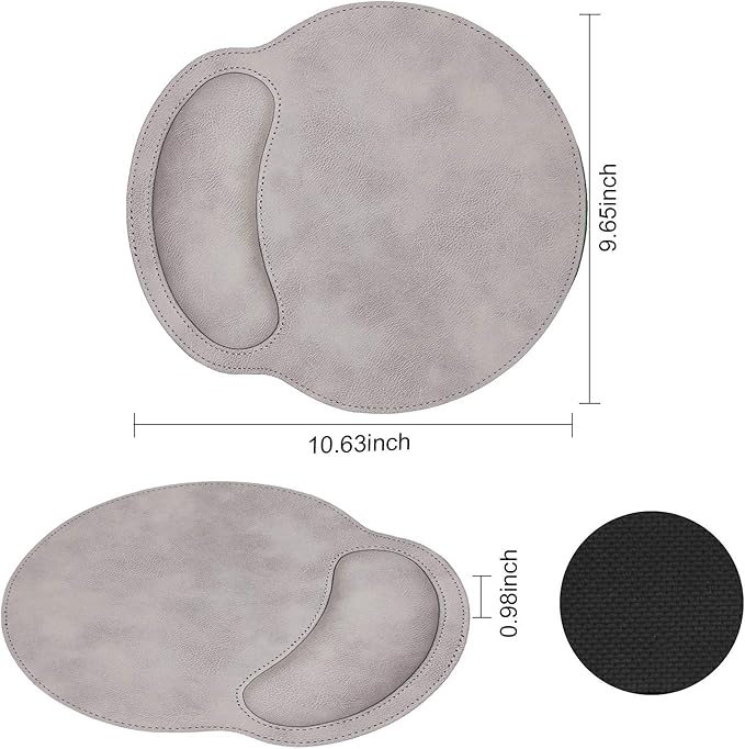 RICHEN Ergonomic PU Leather Keyboard Wrist Rest and Mouse Pad with Wrist Support, Memory Foam Set for Computer/Laptop,Gaming and Office, Comfortable for Easy Typing (Gray White)