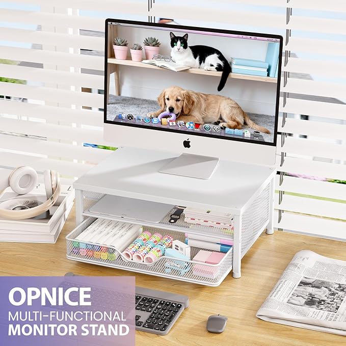OPNICE Computer Monitor Stand Riser – White