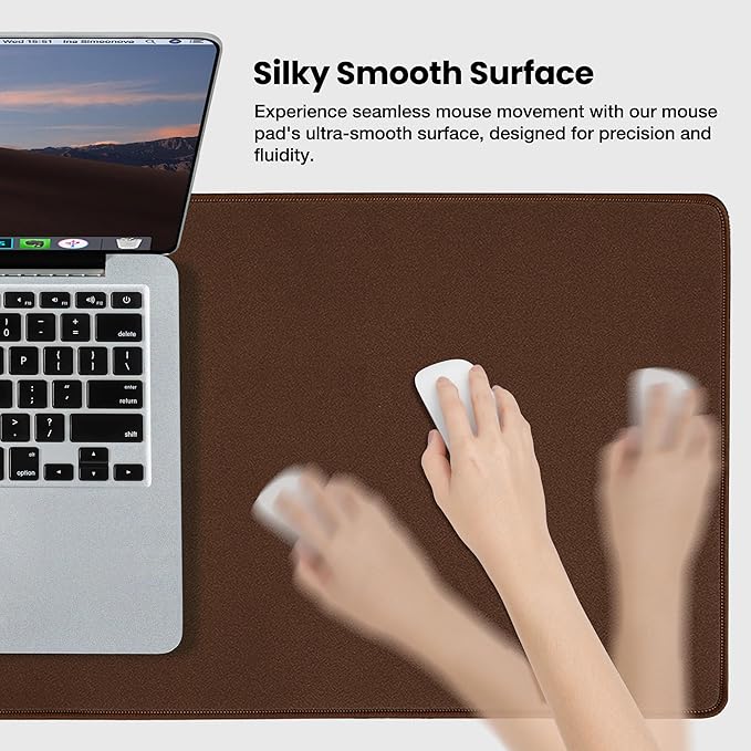 ALOANES Waterproof Mouse Pad with Durable Stitched Edge, XXXL Gaming Keyboard Pad, Non-Slip Rubber Base Mouse Mat, Extended Desk pad for Gamer, Office & Home, Brown Mousepad 35.4"x 15.7"x 0.12"