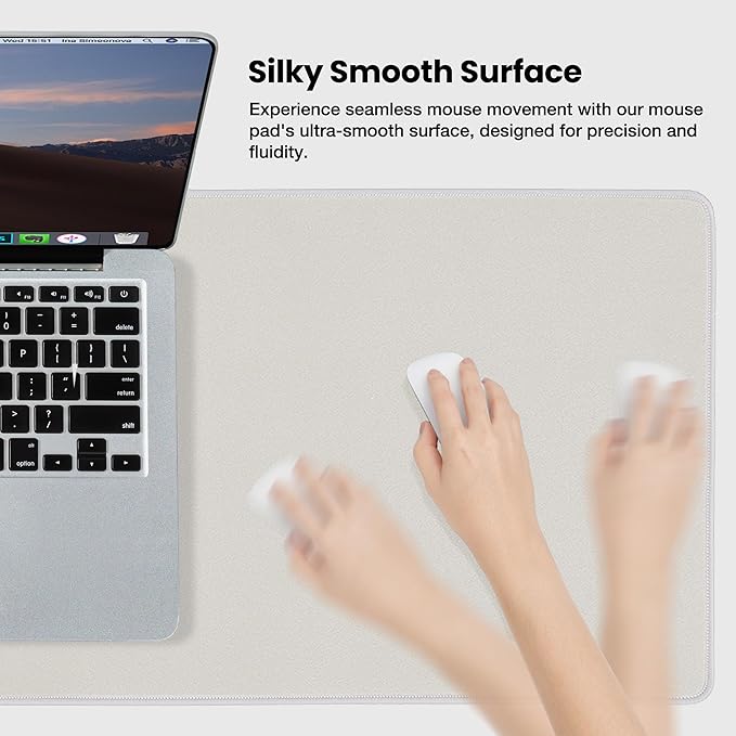 ALOANES Waterproof Mouse Pad with Durable Stitched Edge, XL Gaming Keyboard Pad, Non-Slip Rubber Base Mouse Mat, Extended Desk pad for Gamer, Office & Home, Beige Mousepad 31.5"x 11.8"x 0.12"