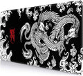 IMAYONDIA Large Gaming Mouse Pad (35.4x15.7 in), Big Extended Non-Slip Rubber Base Mousepad with Stitched Edges, Keyboard Mouse Mat Desk Pad for Work, Gamer, Office, Computer - Black and White Dragon