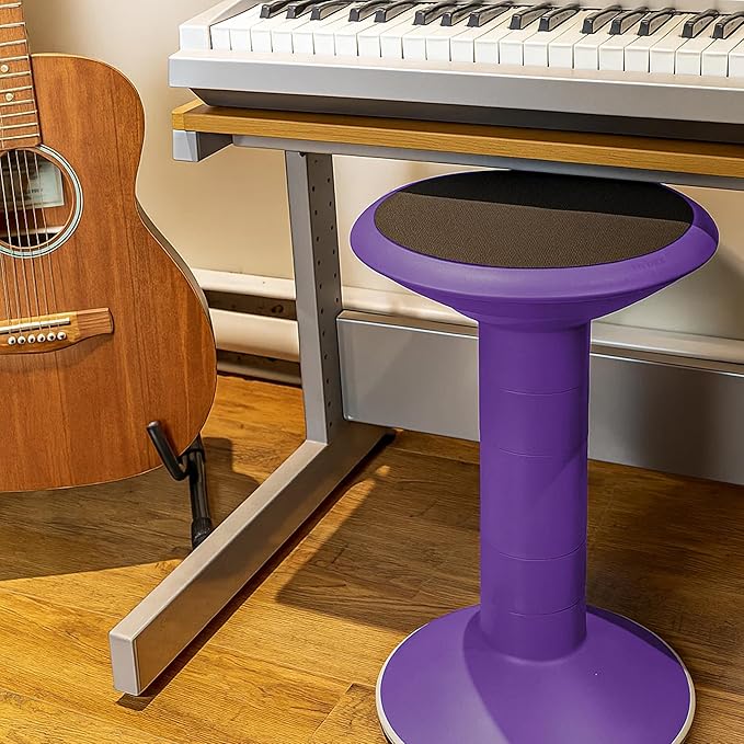 Storex Wiggle Stool – Active Flexible Seating for Classroom and Home Study, Adjustable 12-18 Inch Height, Violet (00307U01C)