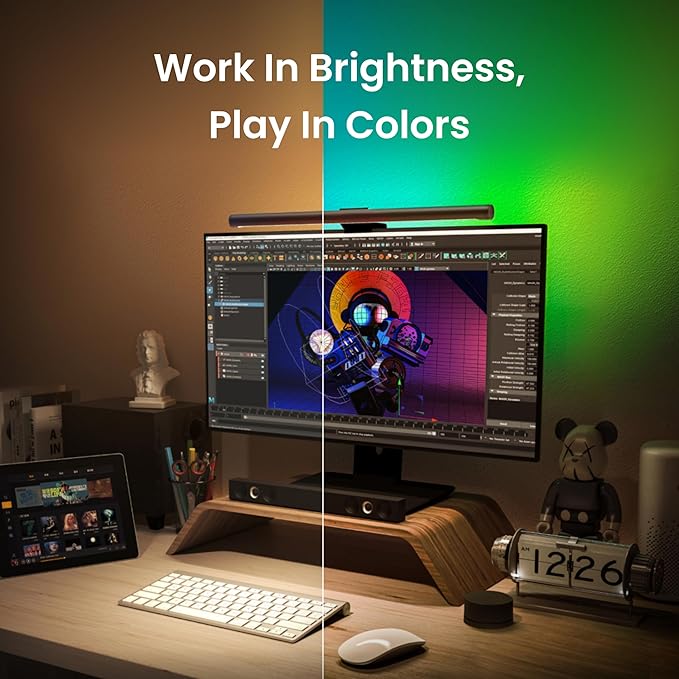 YEELIGHT Monitor Light Bar, Computer Monitor Lamp with No Glare & Eye Caring, RGB Desk Lamp Works with Alexa and Google Home, Light Bar with Adjustable Color Temperature for Home Office Space Saving