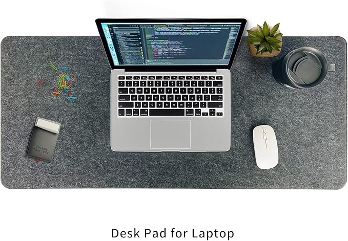 DAWNTREES Non-Slip Felt Desk Mat,36 x 15.8 Inches Large Desk Pad Protector,Office Computer Desk Mat for Full Keyboard and Mouse Pad