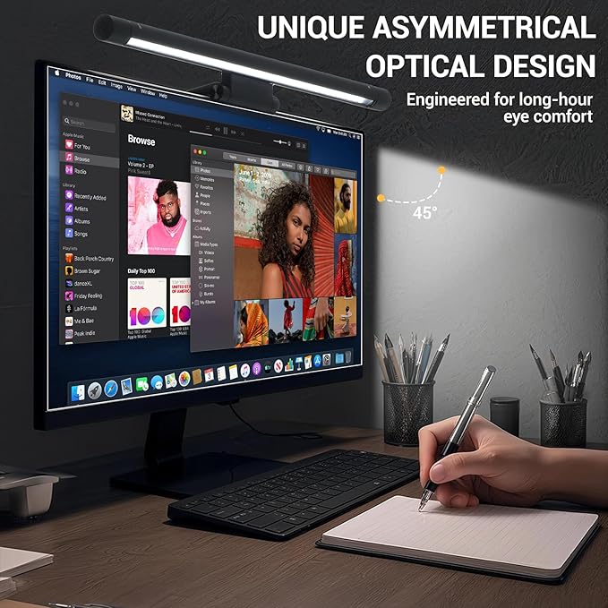 PROSmart Monitor Light Bar, Computer Monitor Lamp, 250LM No Glare Eye-Care LED Screen Bar, Fit for Curved/Flat Monitor, USB Reading Screenbar for Home/Office/Work/Game