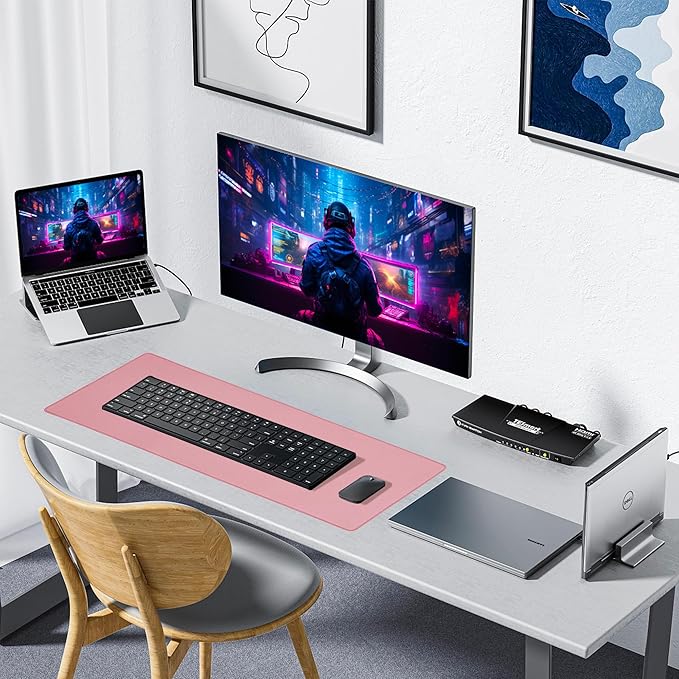 ALOANES Waterproof Mouse Pad with Durable Stitched Edge, XXXL Gaming Keyboard Pad, Non-Slip Rubber Base Mouse Mat, Extended Desk pad for Gamer, Office & Home, Dark Rose Mousepad 35.4"x 15.7"x 0.12"