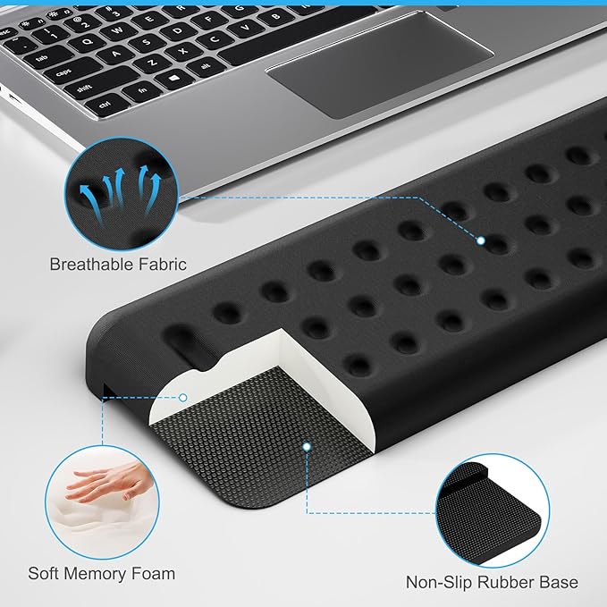 Leolee L-Shaped Desk Elbow Pads for Desk, Black Memory Foam Arm Rest for Desk with Non-Slip Base, Ergonomic Desk Edge Cushion, Wrist Rest for Computer Keyboard, Typing, Office, Home (2 Piece)