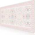 HAOCOO Pink Desk Mat, Non-Slip Office Table Mat, Aesthetic Mouse Pad with Stitched Edge, 35.4" x 15.7" Long Mouse Pad, Waterproof Dorm Desk Mat for Writing, Drawing