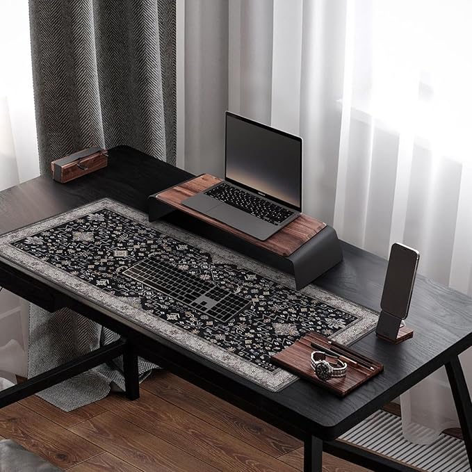 Baziabbo Black Desk Mat,XXL Extended Large Mouse Pad,Gaming Mousepad with Stitched Edge,Non-Slip Rubber Base Keyboard Desk Pad for Home Office Study Game (Black)