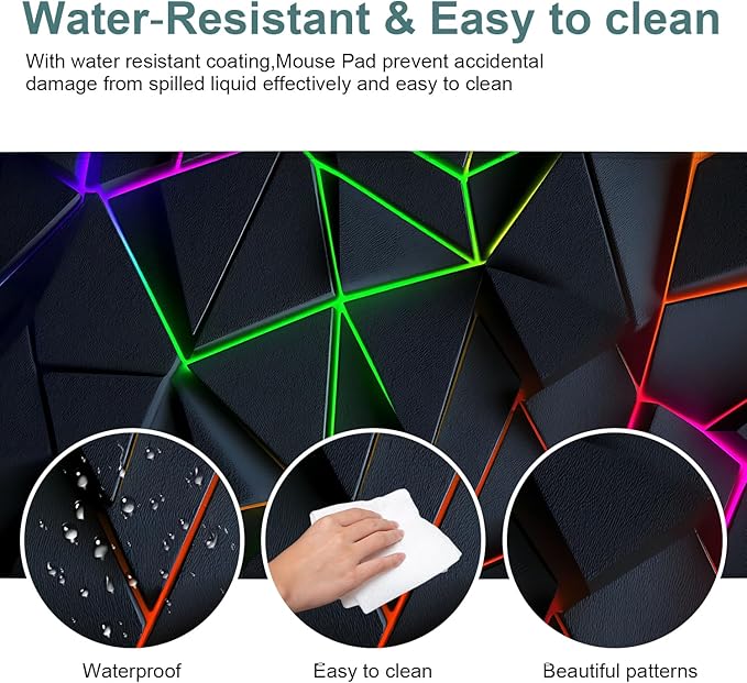 Energy Band Extended Gaming Mouse Pad 31.5x11.8inches Large Desk Mat Anti-Slip Rubber Base & Durable Stitched Edges for Gamers Smooth Mouse Writing Surface for Desk Office/Home