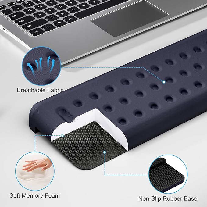 Leolee L-Shaped Desk Elbow Pads for Desk, Deep Blue Memory Foam Arm Rest for Desk with Non-Slip Base, Ergonomic Desk Edge Cushion, Wrist Rest for Computer Keyboard, Typing, Office, Home (2 Piece)