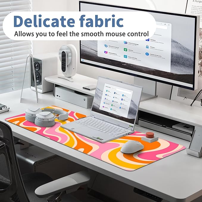 Boho XL Mouse Pad Large Desk Mat Extended Keyboard Mouse Pad Abstract Mousepad with Non-Slip Base and Stitched Edge Minimalist Mouse Mat Desk Pad 31.5 x 11.8 in Mouse Pads for Desk Home Office Gaming