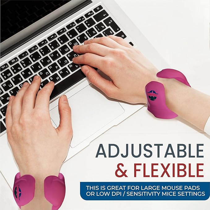 Wearable Gaming Wrist Rest for Keyboard, Mouse pad, Laptop, and PC Work or Gamer Support. (Pink, X-XL)
