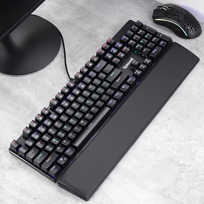 Redragon P037 Meteor L Computer Keyboard Wrist Rest Pad, Ergonomic Soft Memory Foam Wrist Support w/Anti-Slip Rubber Base, 100% 104 Keys Standard Size 17.12 x 2.87 in, 0.78 inch (20mm) Height, Black