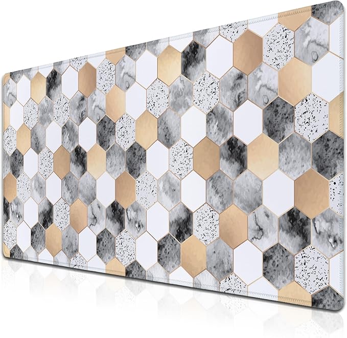 XXL Mouse Pad Desk Mat Large Gaming Mouse Pads Computer Mats 900X400 Mousepad Non-Slip Rubber Base Waterproof with Stitched Edges 35.4" X 15.7" for Game Office, Geometric Abstract