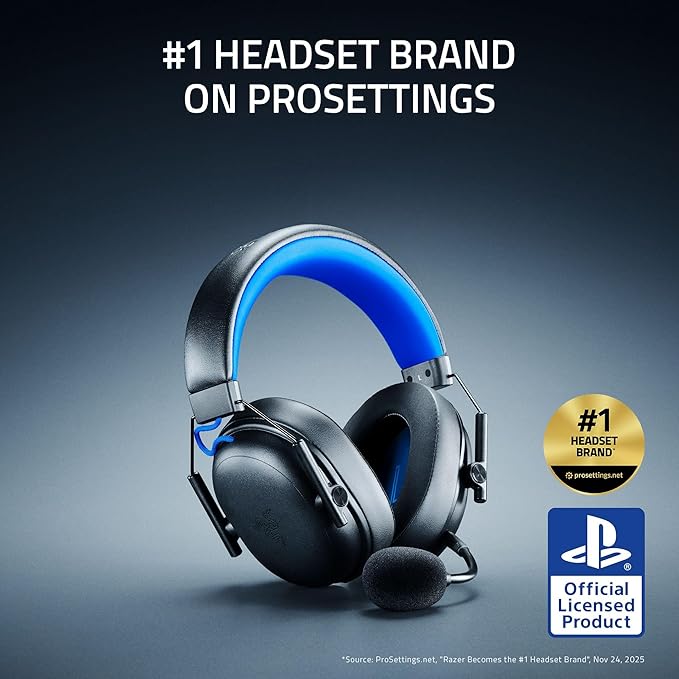 Razer BlackShark V3 X HyperSpeed Wireless Gaming Headset for PS5: 50mm Drivers - Cardioid Mic - 2.4 GHz, Bluetooth - Works with PC, Mac, Nintendo Switch, Smartphone - Long Battery Life - Black